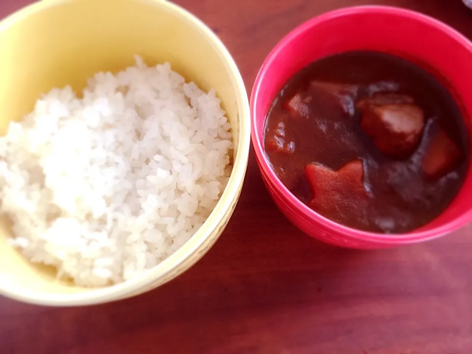 今日はカレー弁当。寝坊してサラダ作ってる時間なし。|mmmさん