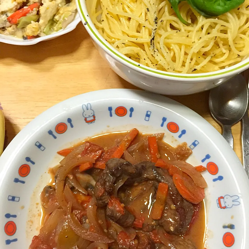 せんぼんのワイン煮とパスタ|ミカさん