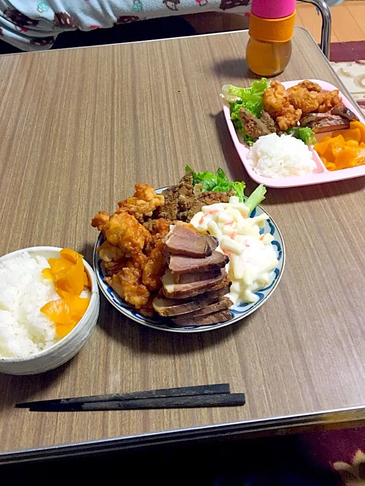 貰い物とかその他揚げ物ごはん|たびもかさん