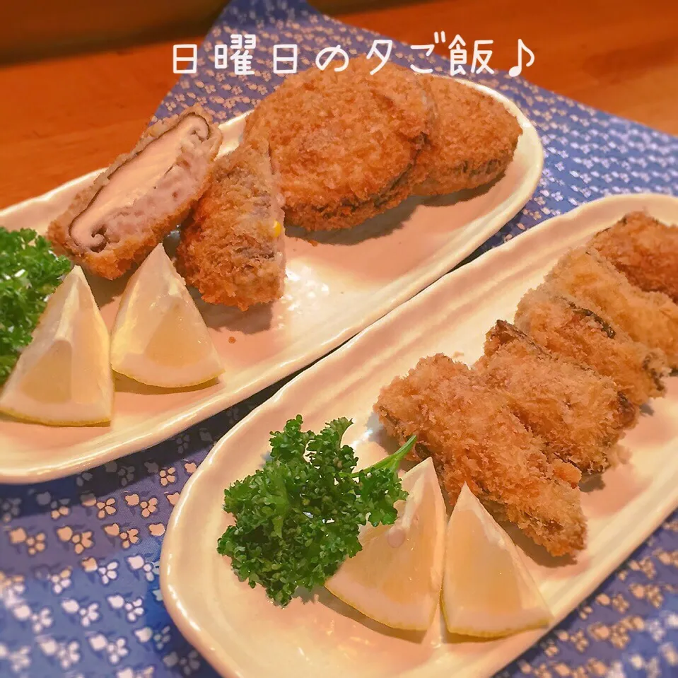 Snapdishの料理写真:しいたけとピーマンの肉詰めフライ♪|のりころさん