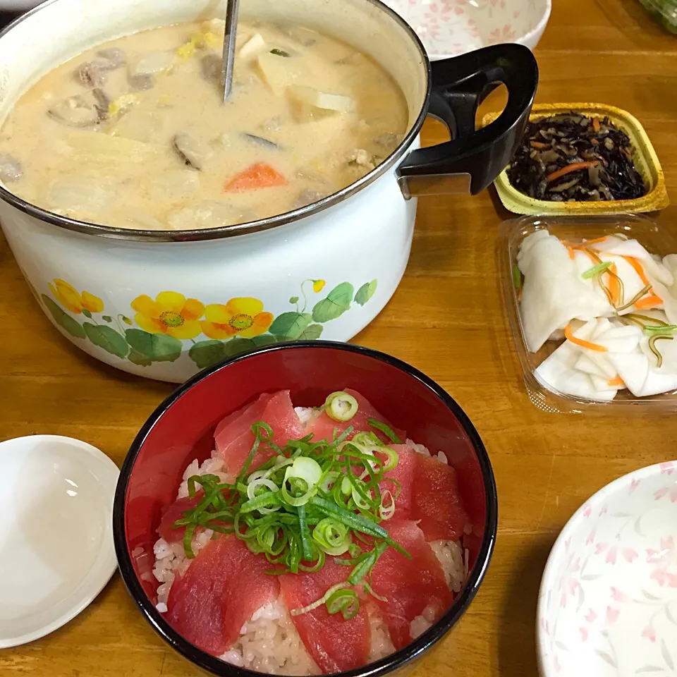 粕汁とマグロ丼*\(^o^)/*|すかラインさん