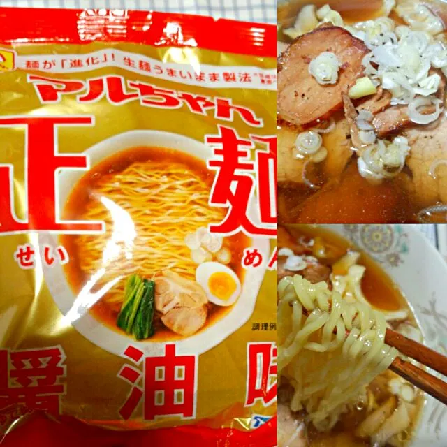 マルちゃん正麺醤油味で、チャーシュー麺󾥣|sakumaさん