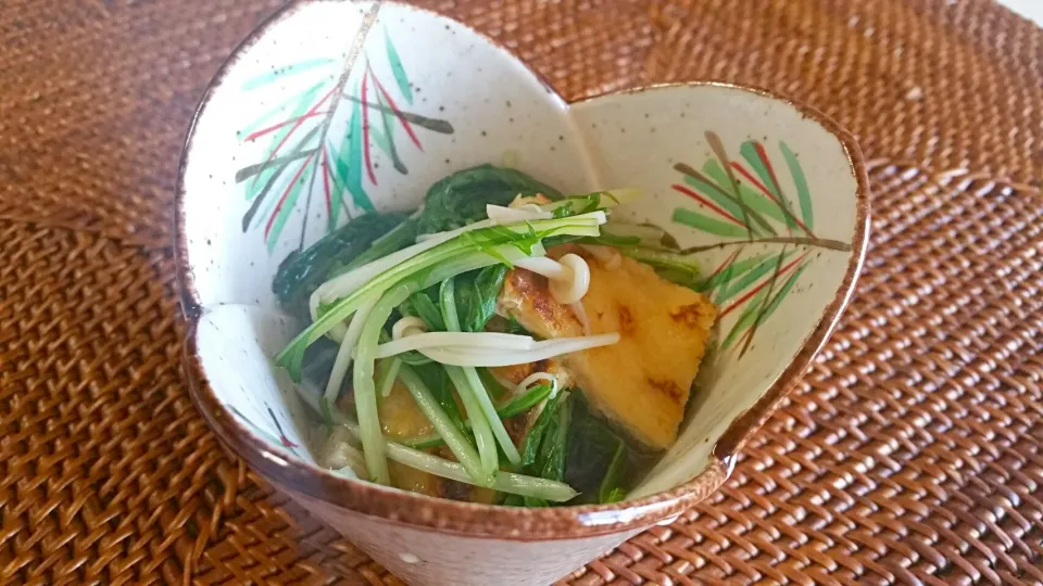 水菜と榎と焼き油揚げの煮浸し|Ssさん