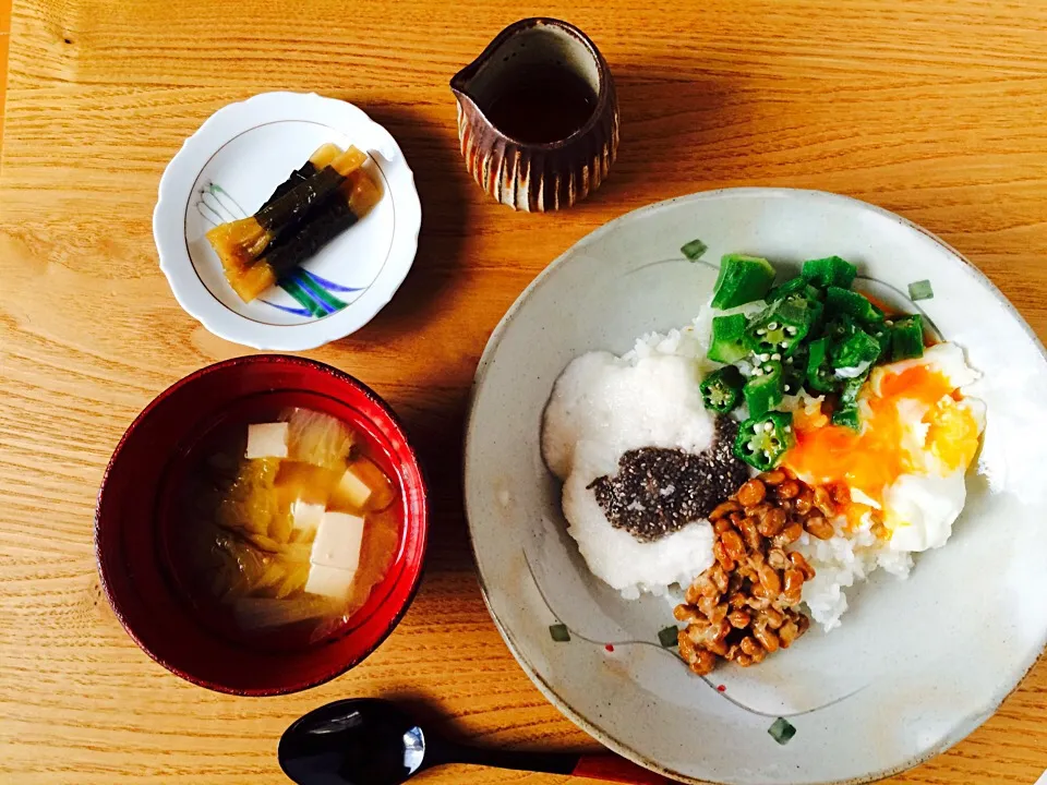 朝ごはん
チアシードとネバネバ食材丼|ユッキーさん