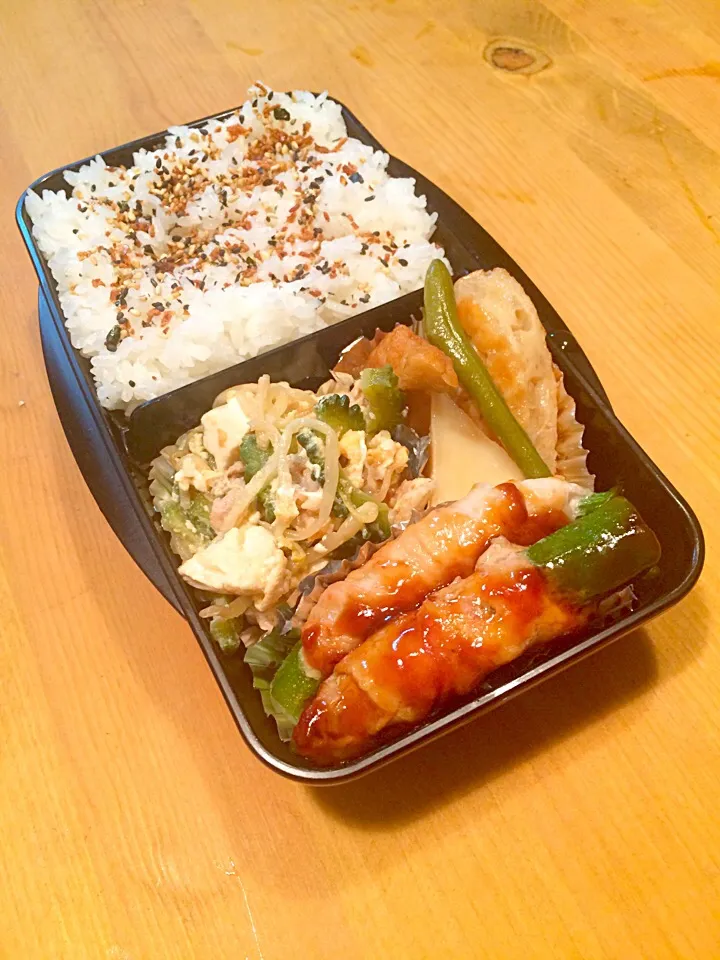 Snapdishの料理写真:肉巻きおくらの照り焼き弁当🍱|meyou..さん