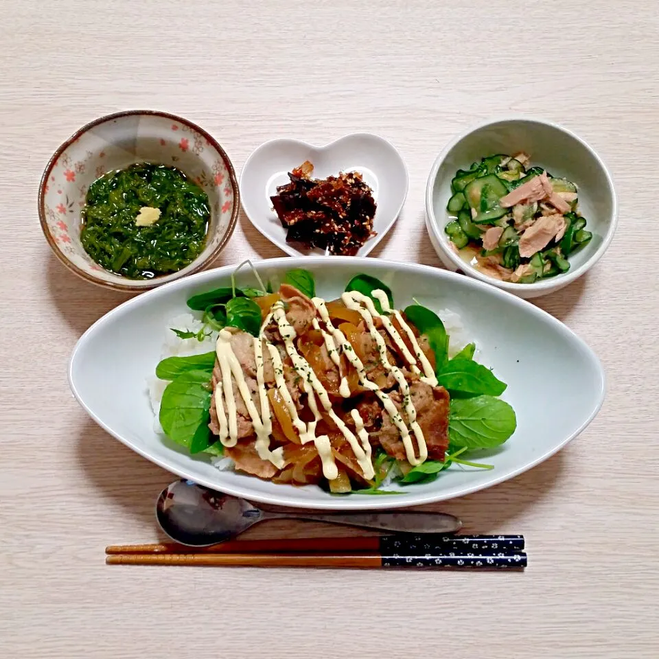 ポークジンジャー丼の夜ご飯♡|Mami.Nさん