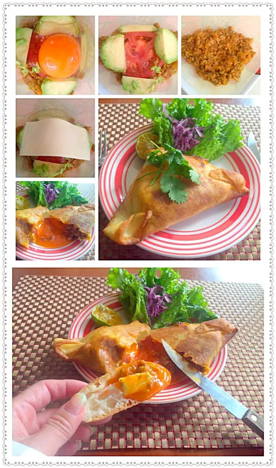 Inspired from pesce0414's Brick&mayalabeille18's Mexican Spring roll🍳まぁやさんのﾒｷｼｶﾝ春巻きを鹿野さんの包み揚げ･ﾌﾞﾘｯｸ仕立てで💃|🌈Ami🍻さん