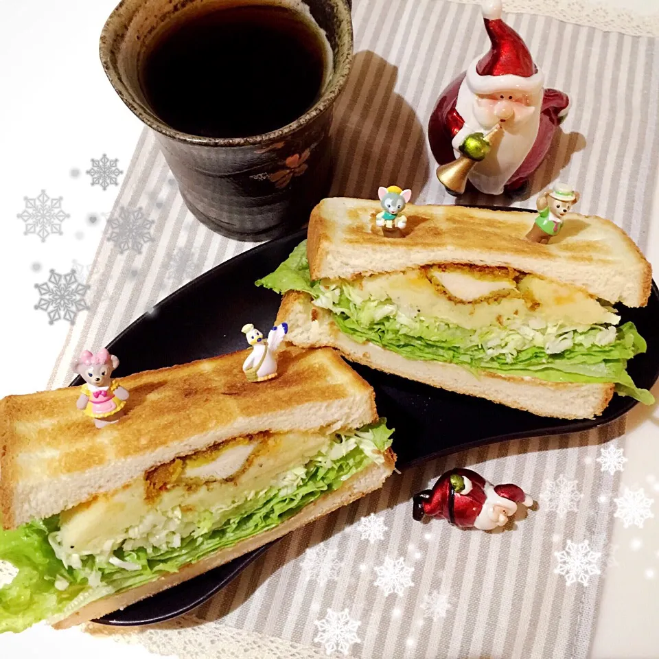 若鶏のカレー焼き&ポテトサラダ❤︎トーストサンド|Makinsさん