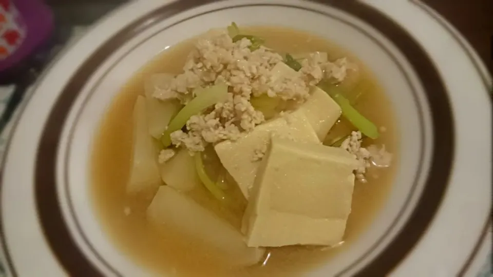 かぶ、鶏ひき、高野豆腐の煮物|すもももさん