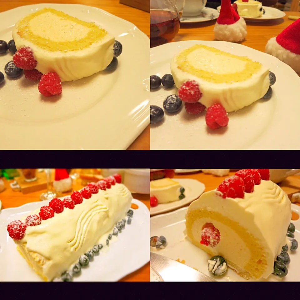 白ワイン入りバニラムースのクリスマスロールケーキ|Keiさん