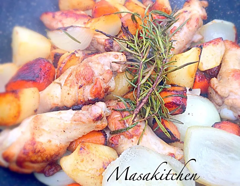 Roast chicken wing with vegetables|Masakiさん