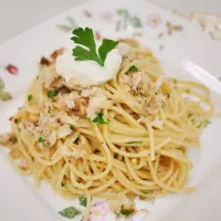 Crab meat spaghetti with sour cream|Cathyさん