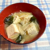 豆腐とえのきと油揚げのみそ汁|あーかさん