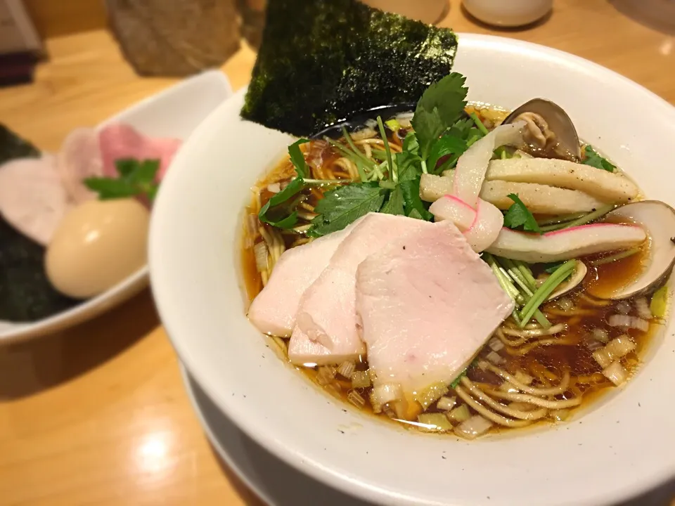 特製・鶏煮干蛤のトリプルSOBA@むぎとオリーブ|らーめん好き！さん