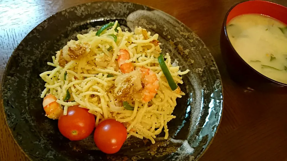 海鮮塩焼そば、さつま汁|アンジェさん