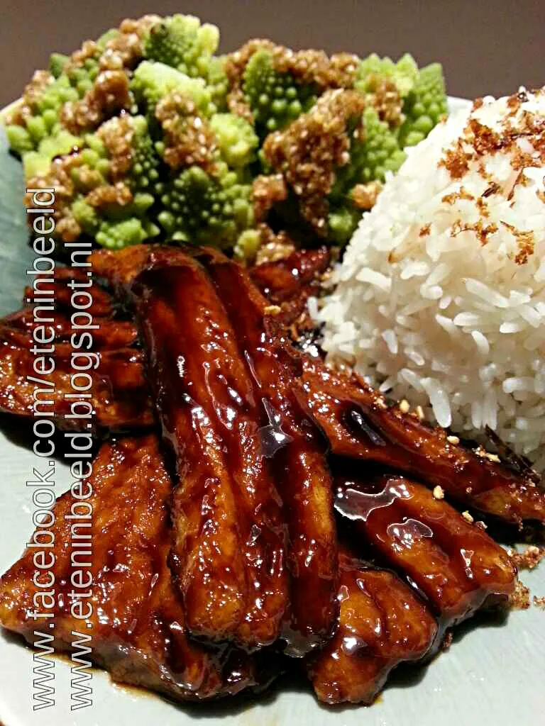 Unagi kabayaki of catshark with rice and broccoli|Frank&Jolanda - Eteninbeeldさん