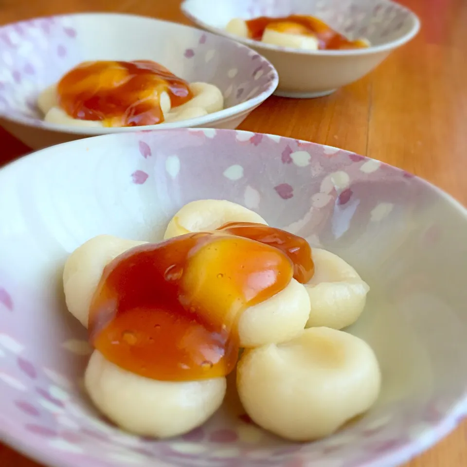 今日のおやつ♡お豆腐白玉のみたらし餡|溜池さん