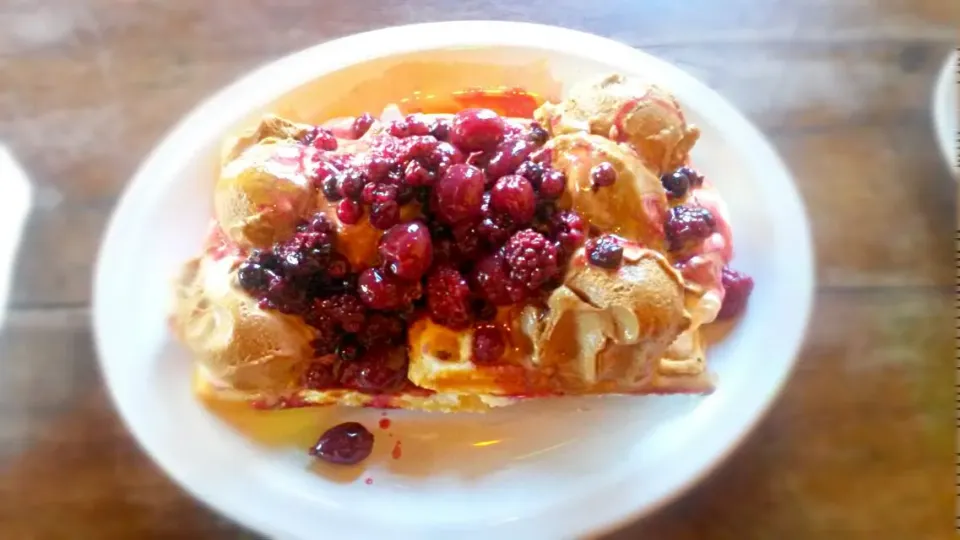 #dessert #waffel #redfruit #DulceDeLeche #ElChalten #Argentina|Ortal Dさん