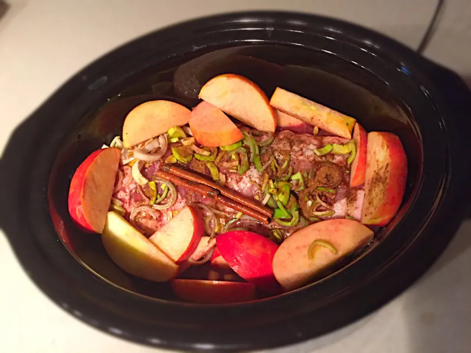 Pork loin w/ apples, 5 spice, cinnamon, merlot & leeks|Liesel Ryanさん