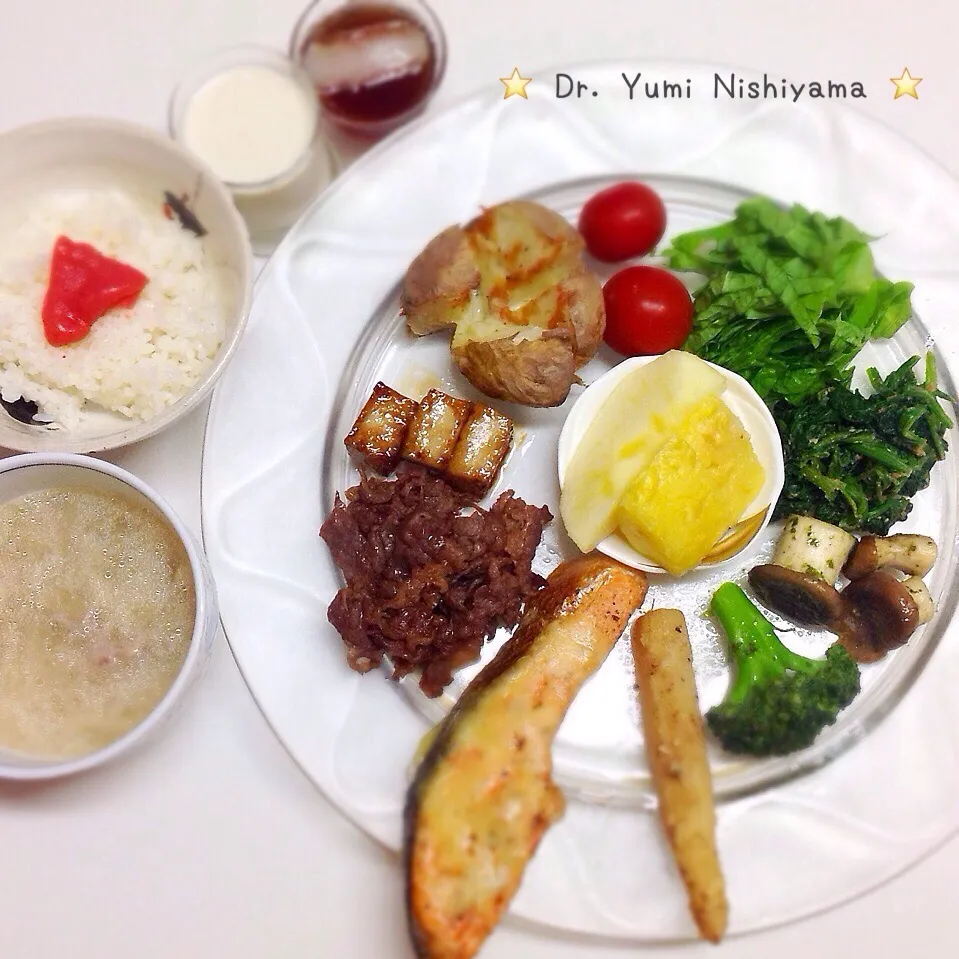 Snapdishの料理写真:2015年12月14日の「ドクターにしやま由美式ダイエットプレート」の朝食を皆さんにご紹介しますね‼️|ドクターにしやま由美式時計回りダイエットプレートさん