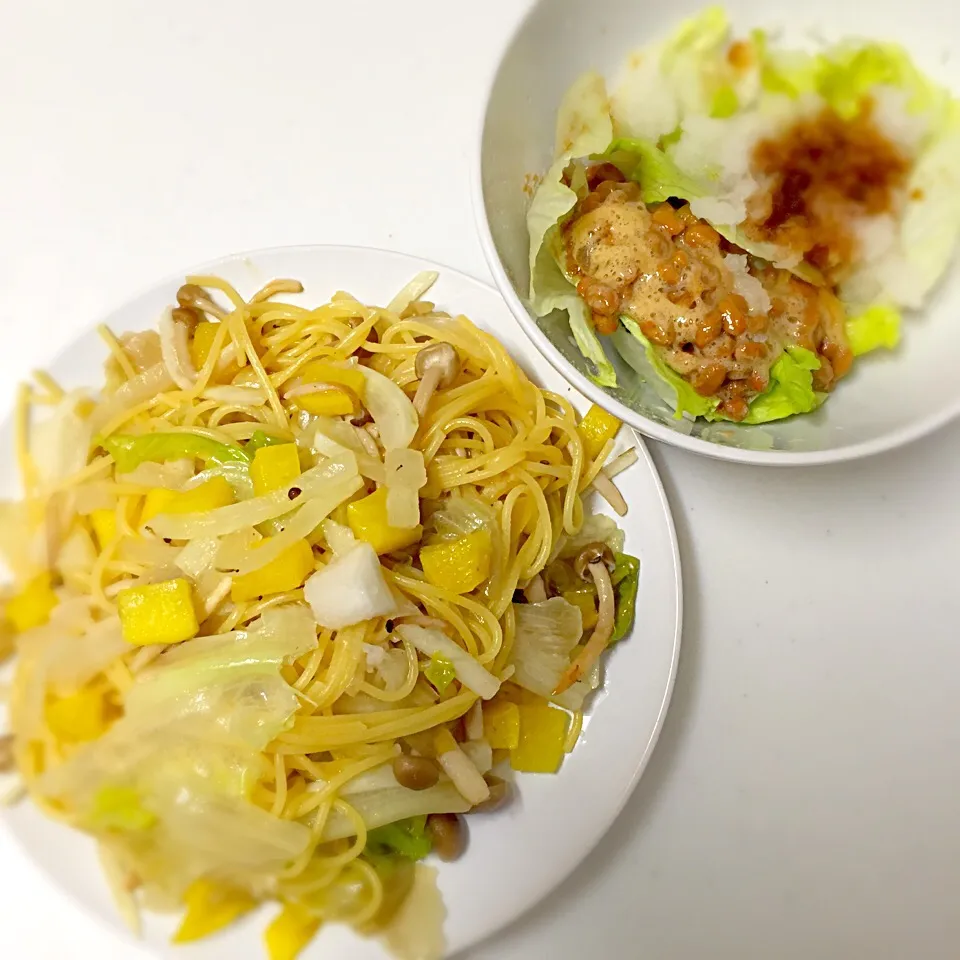 和風パスタと納豆おろしサラダ|ゆりさん