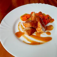 orange chicken with creole sauce and oven baked potato and carrot chips|John Allan Pahilagaoさん