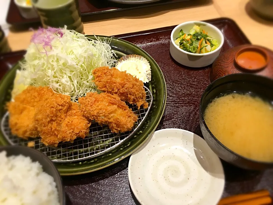 Snapdishの料理写真:カキフライ、ヒレカツ定食|yukki☃さん