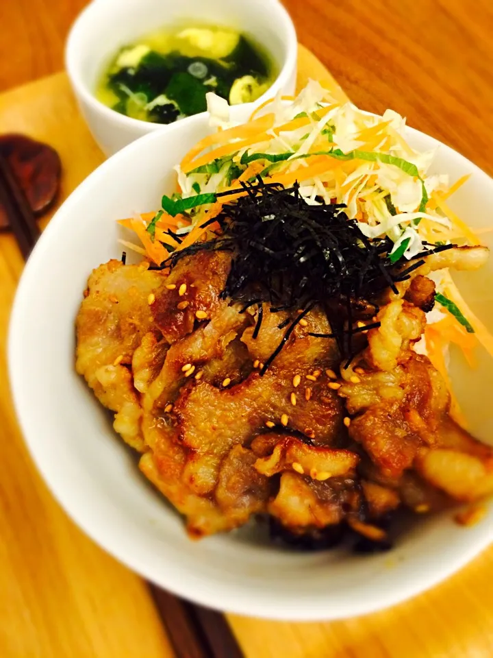 豚肉のはちみつ味噌漬け丼|maloさん