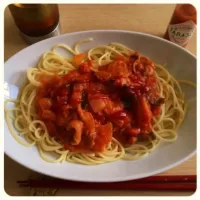 Snapdishの料理写真:トマトと豚肉のパスタ|midoricoさん