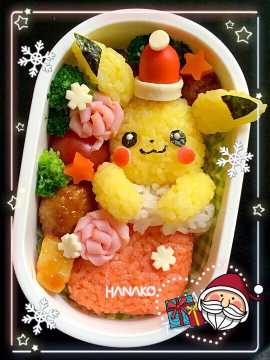 Snapdishの料理写真:ピカチュウのクリスマス弁当。あ！プレゼント忘れた〜！（≧∇≦）|hanakoさん