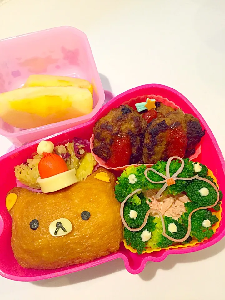 リラックマおいなりさん・ハンバーグ・ツナマヨリース・さつまいものバター和え|ヒロヒロさん