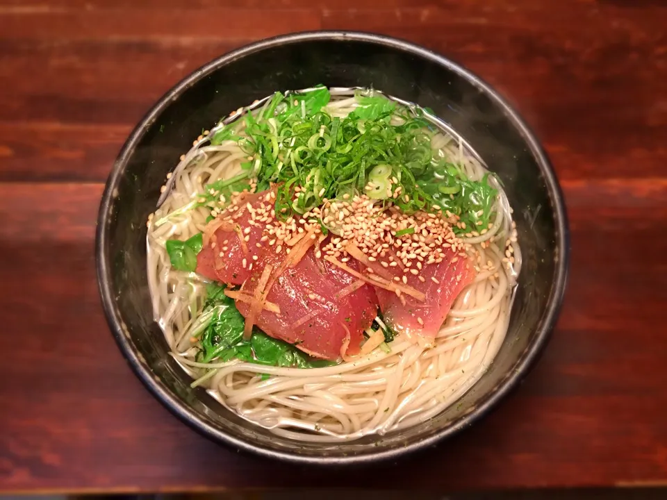 びん長まぐろの茶ずまし温めん1|半田手延べそうめんの店 阿波や壱兆さん