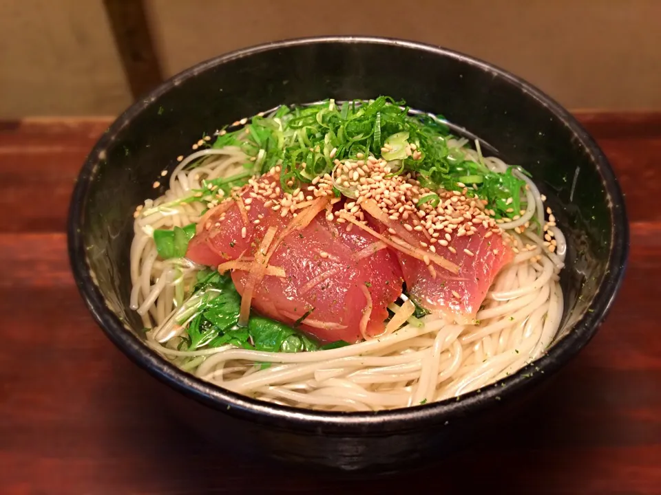 Snapdishの料理写真:びん長まぐろの茶ずまし温めん2|半田手延べそうめんの店 阿波や壱兆さん