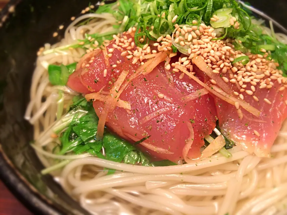 びん長まぐろの茶ずまし温めん4|半田手延べそうめんの店 阿波や壱兆さん