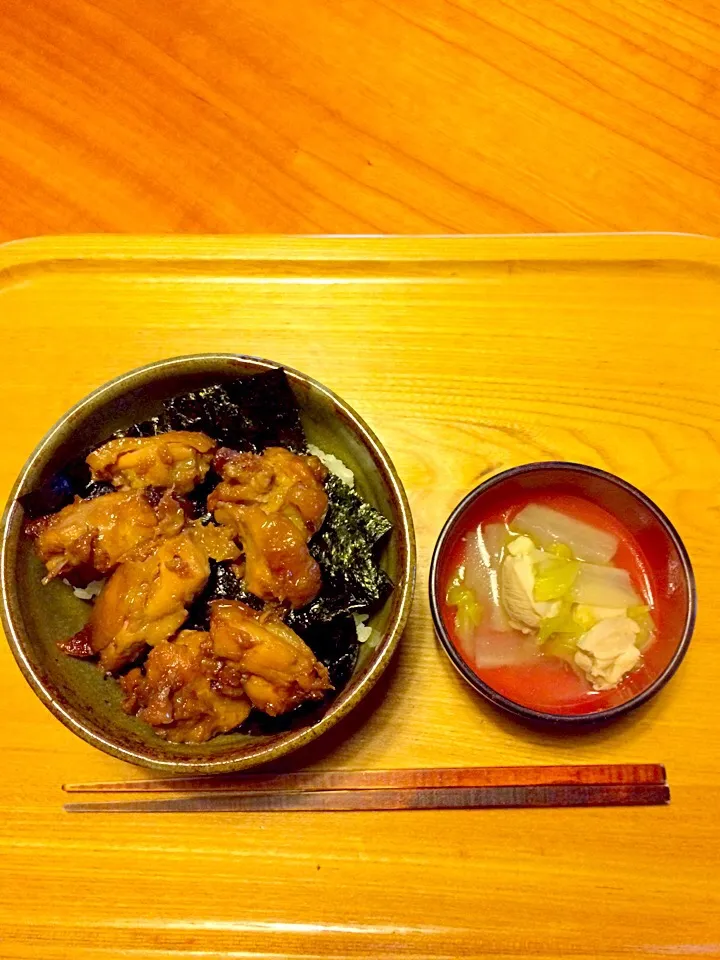 ガーリックチキン丼、白菜大根鶏スープ|yuyusuzuさん