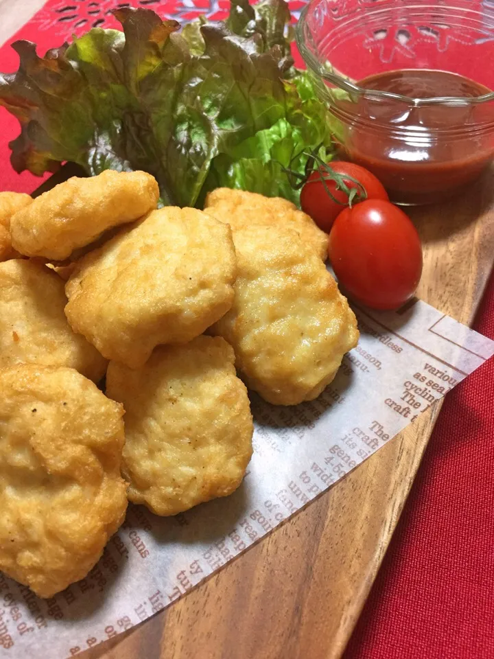 みったんさんの料理 お豆腐鶏胸肉のふんわりチキンナゲット❤︎水切り無し。ハニーBBQソースで✨|キラりんさん