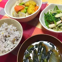 鶏サツマ(ムネ肉とサツマイモの煮物)
ほうれん草のクルミ和え|miyoさん