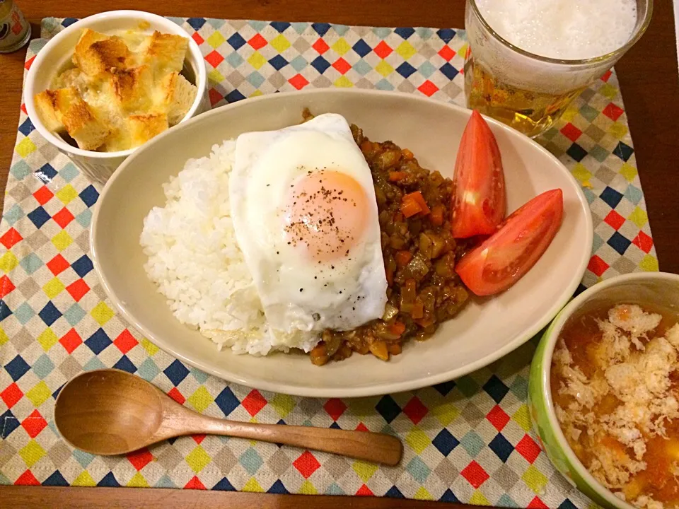 キーマカレー 里芋の煮物パングラタン トマトスープ|haseseさん