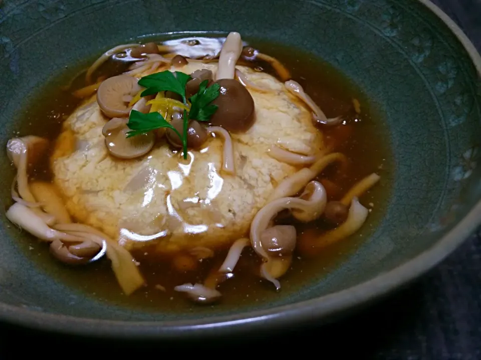 豆腐と蓮根の茶巾蒸し*
　～きのこ餡掛け～|ことり*さん