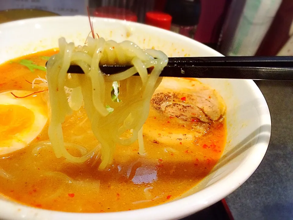 限定味噌らぁめんの麺が！麺がもっちり限定麺に変更出来ると聞いて、早速来ちゃいました♡|いく❤️さん