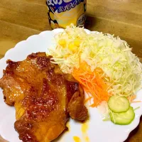 Snapdishの料理写真:チキン照り焼き💖🍺