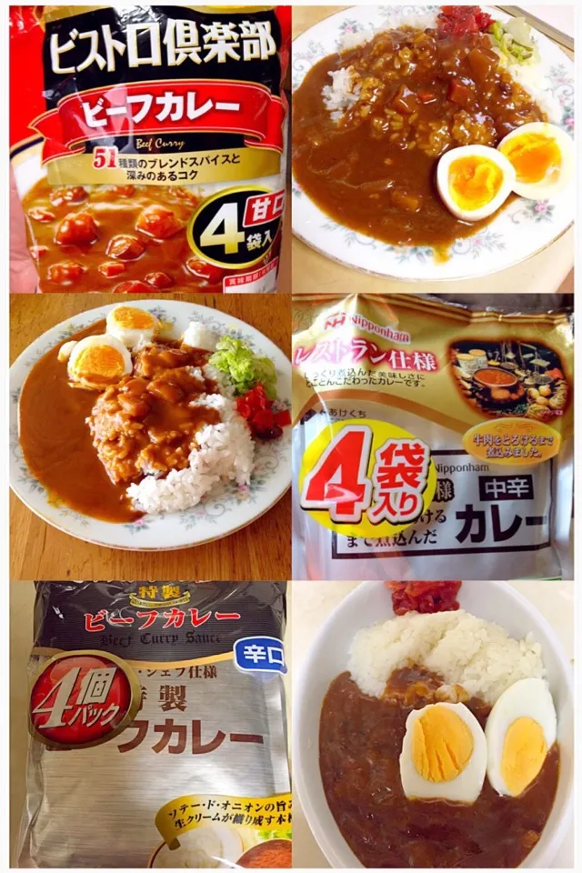 Snapdishの料理写真:廉価版レトルトカレー3種コレクション|Kunisanoさん