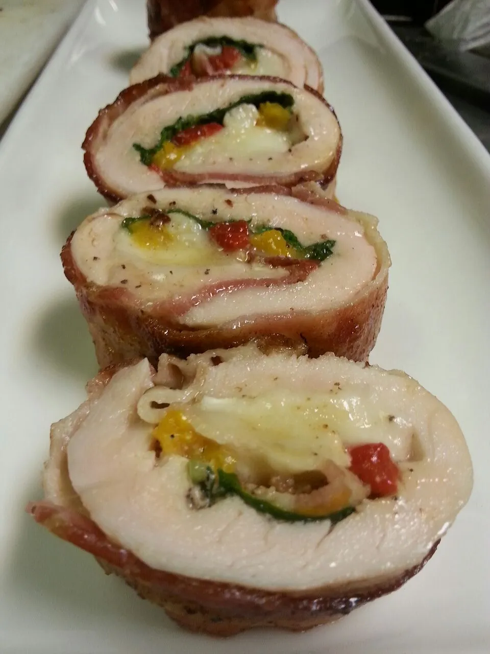 chicken roulade prosciutto fire roasted  pepper swiss cheese!|Chef John Thomas Tapper IIさん