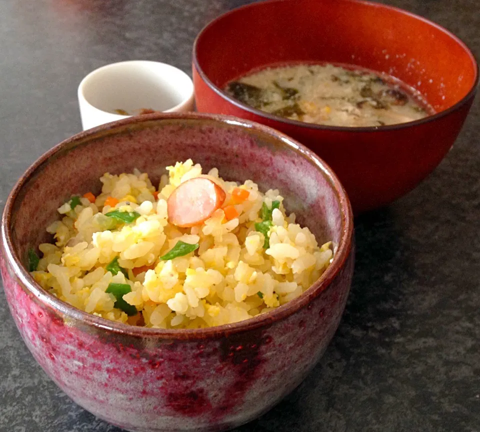 昼ごはん  ピラフとスープ|ぽんたさん