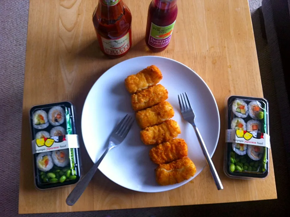 Vegetarian sushi and potato croquettes|🍓Jolejo🍓さん