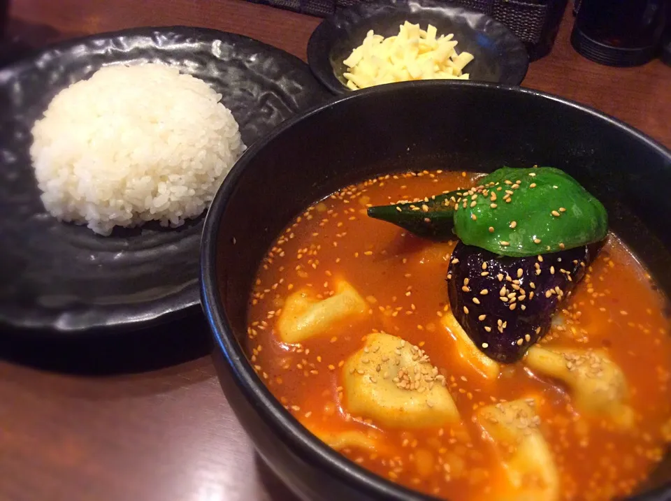 スープカレー😋「水餃子トッピング」辛さ10ボーガ🔥|アライさんさん