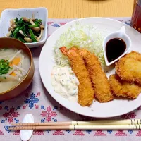 Snapdishの料理写真:エビフライ&一口とんかつ|YUさん