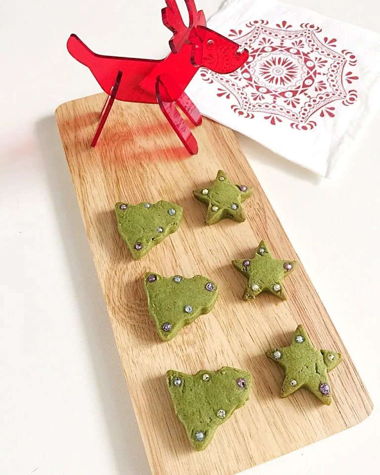 Matcha Christmas trees and stars sablè|12Dragonさん