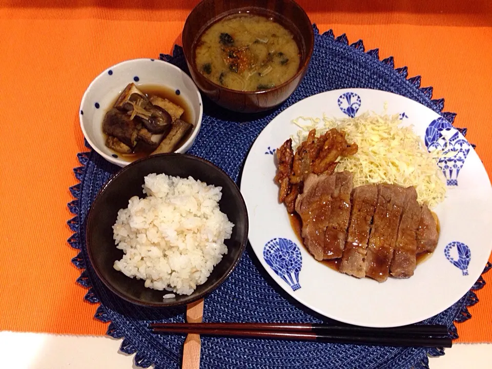 豚ロースステーキとナスの煮浸し|yuuさん