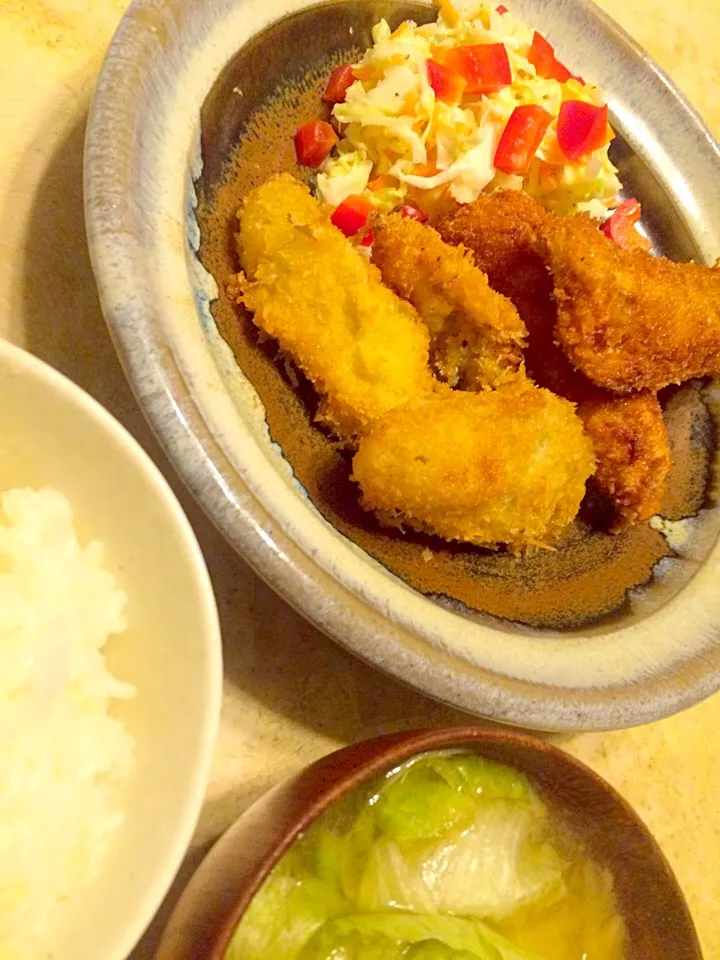 鯵とカキフライ定食|MIEKO 沼澤三永子さん